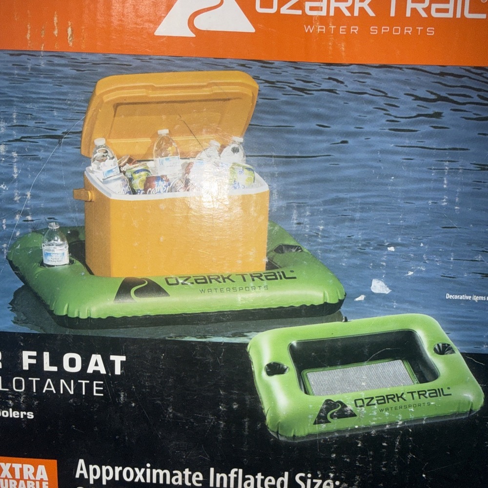 NEW Ozark Trail Inflatable Cooler Float with 2 Cup Holders 90lbs Weight Capacity